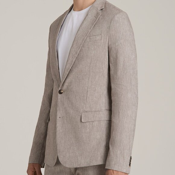 American Tall Stretch Linen Blazer for Tall Men in Brown Linen Size 5252 / Tall - Picture 3 of 3